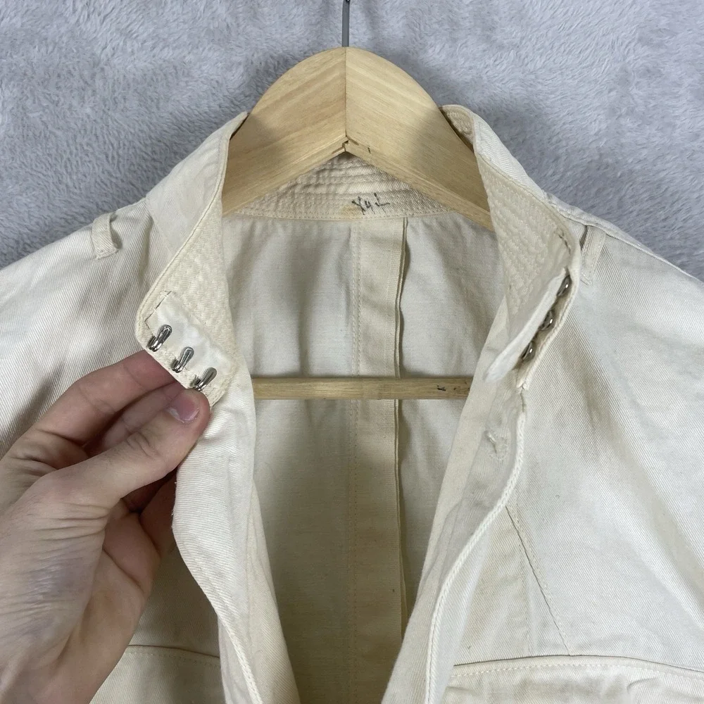 True Vtg 30s 40s Sanforized White Cotton Twill Chore Uniform Jacket Portlite